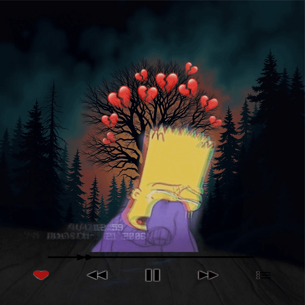 JU$T JO$H'N - forever long: a simpsons character is holding a heart in front of a tree