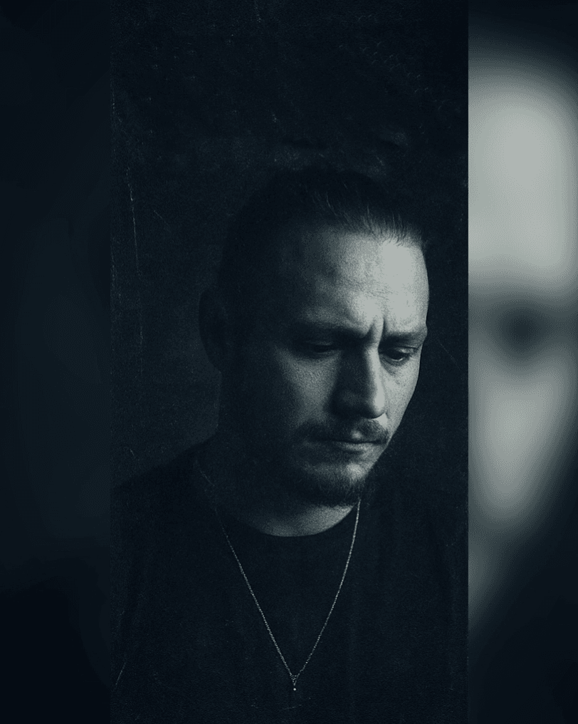 JU$T JO$H'N - HEART AWAY: a black and white photo of a man with a necklace